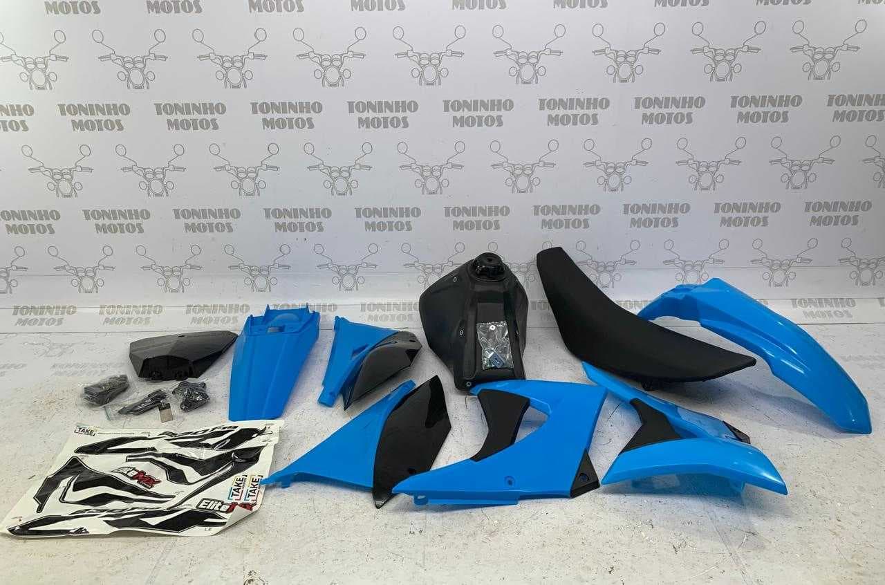 KIT CARENAGEM TANQUE BANCO HONDA CRF 230 MARCA BIKER - AZUL